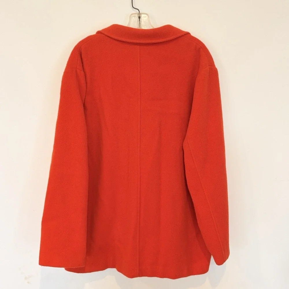 VTG Sigrid Olsen Sport Wool Blend Peacoat Jacket Orange Women's Oversize L XL